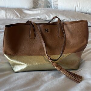 Tory Burch Brown and Gold Leather Tote